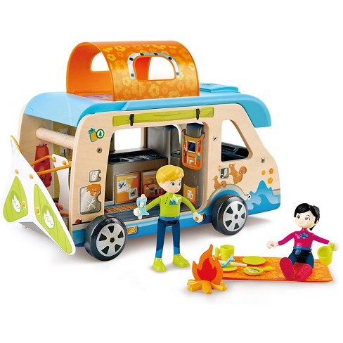 Hape Adventure Van 23 Piece Wooden Camper Toy Set With Surfboards Hang Glider And Camping Accessories For Kids Ages 3 Years And Up Target