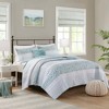 4 Pcs Stylish Seersucker Floral Print Quilt Set, Farmhouse Style Extraordinary Touch Bedding Set, Lace Trim Coverlet Set with Matching Throw Pillows - 2 of 4