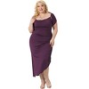Agnes Orinda Women's Plus Size Spaghetti Strap Cowl Neck Ruched Cami with Shawl Maxi Bodycon Dress - 3 of 4