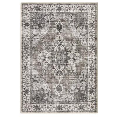 Vintage Distressed Area Rug Floral Medallion Rug Soft Washable Non Slip Non Shedding Floor Carpet