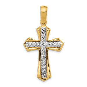 Black Bow Jewelry 14k Two Tone Gold Solid Rope Cross Pendant, 22 x 43mm - 1 of 4