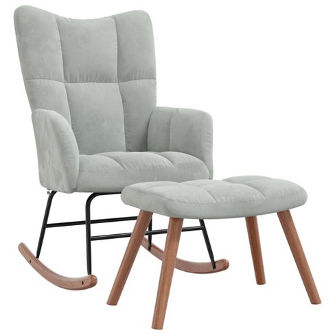 vidaXL Rocking Chair with Ottoman Light Gray Velvet - image 1 of 4