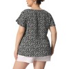 Agnes Orinda Women's Plus Size Floral Print Short Flutter Sleeve Casual Peasant Tops - 4 of 4