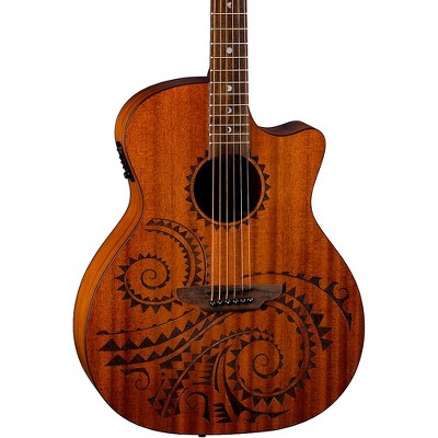 Luna Guitars Gypsy Tattoo Mahogany Acoustic-Electric Grand Concert Guitar Satin Natural