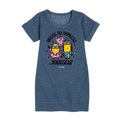 - Despicable Me Minions - Dress To Impress Yourself Graphic Short Sleeve Fleece Dress