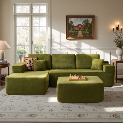 XIZZI Modular Sectional Sofa Couch, L/U-Shape Upholstered Couch, Modern Minimalist Couches for Living Room, Free Combination Deep Seat Corner Couch