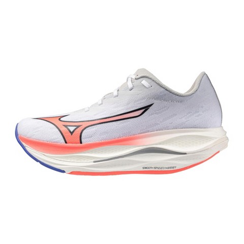 Обувь Mizuno Women's Wave Rebellion Flash 2 Running Shoe, 7, White-Striking Coral