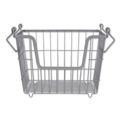 Metal Basket Cool Gray Square Medium 11X11X8