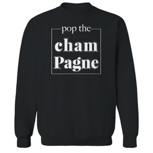 Rerun Island Men's Pop The Champagne Long Sleeve Graphic Cotton Sweatshirt - 1 of 1