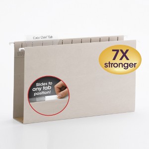 Smead TUFF Hanging Box Bottom Folder with Easy Slide Tab, 3" Expansion, 1/3-Cut Sliding Tab, Legal Size, Steel Gray, 18 Per Box (64341) - 1 of 1