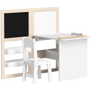32'' Kids Table and Chair Set, 3 in 1 Kids Art Table and Chair Set for 3-8 Years, White - 1 of 4