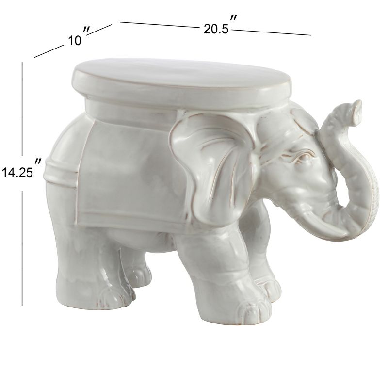 White Elephant 14.25" Ceramic Garden Stool - JONATHAN Y, 3 of 7