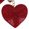 CTM Women's Rhinestone Heart Cushion Bag Charm with Tassel, Red - 3 of 3