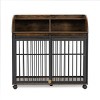 Wooden Dog Crate Furniture with Lockable Wheels Large Dog Kennel End Table with Double Layer Storage for Medium to Large Dogs- LAOTIES - 4 of 4
