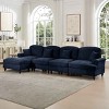 L-Shaped Sectional Sofa with Ottoman, 4-Seater Sofa with Removable Ruffle Skirt and Flared Arms, Chenille Sofa with Cushion-Coolbibila - 3 of 4