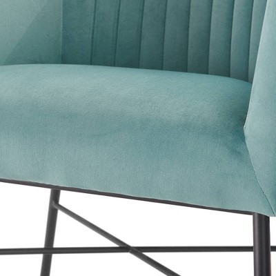 Teal Velvet Barrel Accent Chair with Sleek Metal Legs