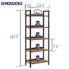 Aoibox 5 Tier Bookshelves Home Office Bookcase Shelf Organizer Free Standing Storage Shelving Unit Vintage Style - 3 of 4