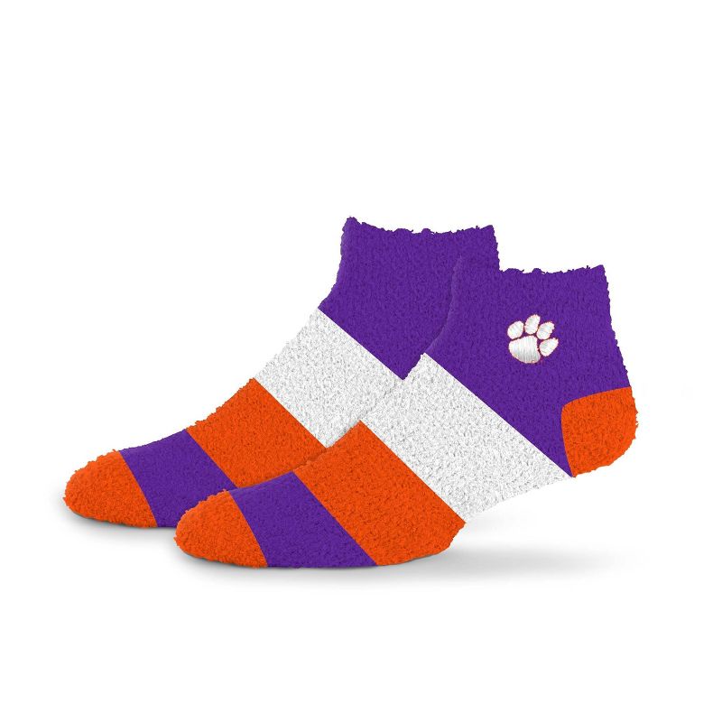 NCAA Clemson Tigers Neapolitan Stripe Fuzzy Socks, 1 of 4