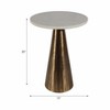 Modern Accent Table with White Marble Top & Gold Aluminum Base - 20" Tall, Living Room Side Table - 2 of 4