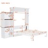 Queen Size Murphy Bed Foldable Bed Space-saving Wall Bed with LED, Storage Cabinet, Drawers, Glass Holder & Wine Rack - ModernLuxe - 3 of 4