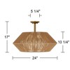 Possini Euro Design Pedro 24" Modern Coastal Tropical 4-Light Semi Flush-Mount Ceiling Light Fixture Kitchen Foyer Hallway Brass Finish Rattan Bedroom - 4 of 4