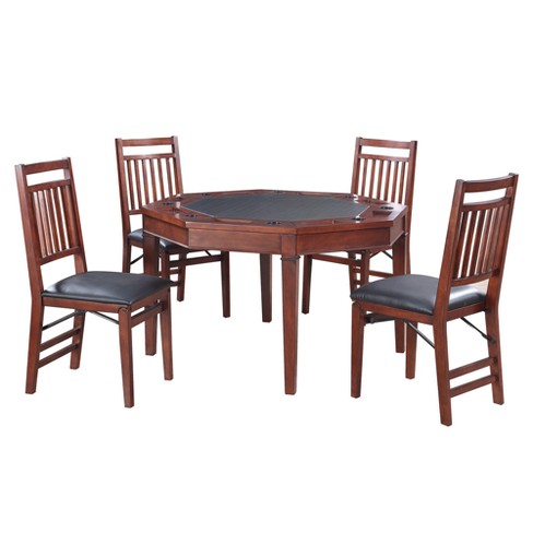 Hathaway Broadway 48 In Folding Poker Table Chairs Set Walnut