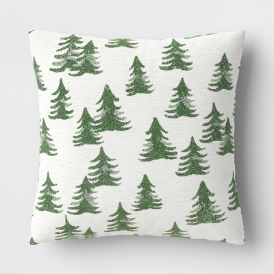 Christmas Tree Square Throw Pillow White/Green - Threshold™