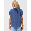 Allegra K Women's Swiss Dots Pleated Crew Neck Short Sleeve Casual Summer Top - 4 of 4
