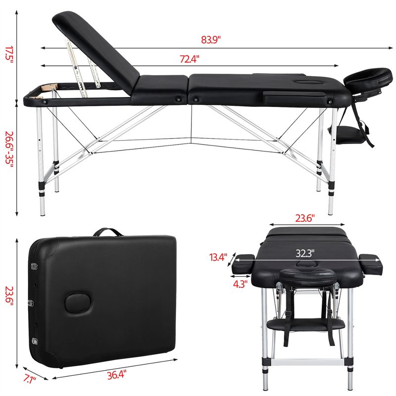 Yaheetech Portable Aluminum Massage Table Spa Table, 4 of 13