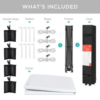 White 10x10ft Easy Setup Pop Up Canopy with Wheeled Case