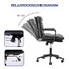 Modern PU Leather Dresser Chair with Adjustable Middle Back Office Chair with Wheels,Computer Chair for Home Bedroom Office - 4 of 4