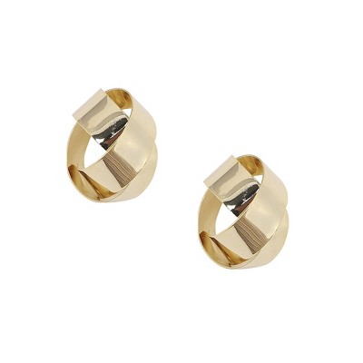 SOHI Women's California Gold Minimal Rolled Stud Earrings