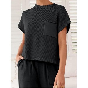Women Knit Crop Top Sleeveless Solid Color Ribbed Vest Tank Cami Top Going Out Sweater Pullover Top Summer Outfits - 1 of 4