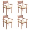 vidaXL Garden Chair Set of 4 Teak Teak wood Standard Stackable - 2 of 4