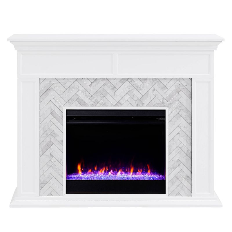 Tenmoor Marble Tiled Fireplace White - Aiden Lane, 3 of 13
