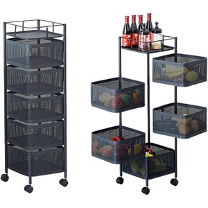Garvee 5 Tier Rolling Utility Cart, Storage Cart On Wheels, Rolling Cart Storage-for Vegetable Fruit Snack Makeup for Kitchen Bathroom Pantry - 1 of 4