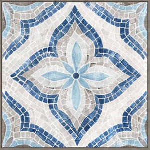 30" x 30" Blue Single Moroccan Tile by Eva Watts Framed Canvas Wall Art Print - Amanti Art - 1 of 4