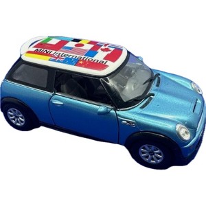 KiNSMART Mini Cooper S 5inch 1:28 Scale Die Cast Metal Model Toy Cars Blue with British Flag - 1 of 4