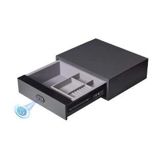 UNISOAR Biometric Fingerprint safe, Slide-Away Leather Wrapped Jewelry Storage Safe, Drawer Safe for Home and Vehicle - 1 of 4
