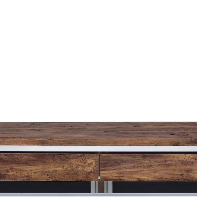 Weathered Oak and Chrome Writing Desk with X-Leg Design