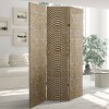 6" Double Sided Snake Print Canvas Room Divider Tan - Oriental Furniture: No Assembly, 3 Panels - 4 of 4