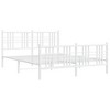 vidaXL White Metal Double Bed Frame with Headboard/Footboard - Robust Steel Slats, Center Legs, Storage Space - 59.1"x78.7" - 2 of 4