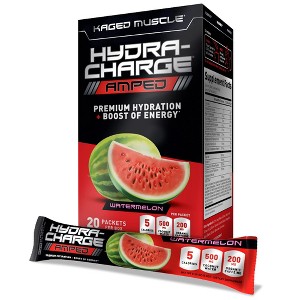 Kaged Hydra-Charge Amped Electrolyte Powder Supplement for Hydration w/ Caffeine - Watermelon - 20 Servings - 1 of 1
