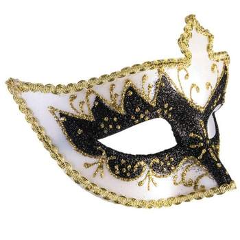 Party Central Club Pack of 24 Gold Vegas Gold Masquerade Unisex Adult Mardi  Gras Half Masks - One Size