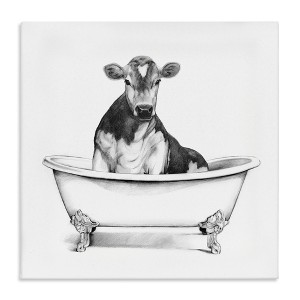 Stupell Industries Cow in Bathtub Sketch Canvas Art, 24" x 24" - 1 of 4