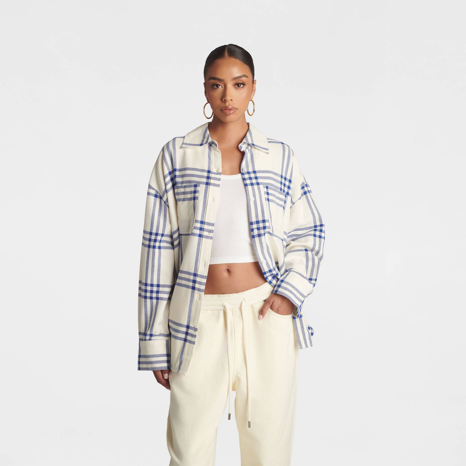 KBB by KAHLANA Women's 'The Ex-Boyfriend Shirt - Blue Plaid
