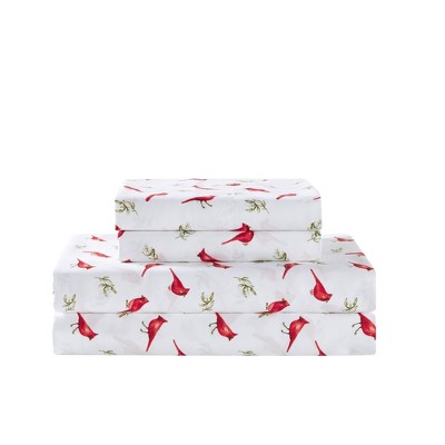 Snow Birds White Microfiber Queen Sheet Set