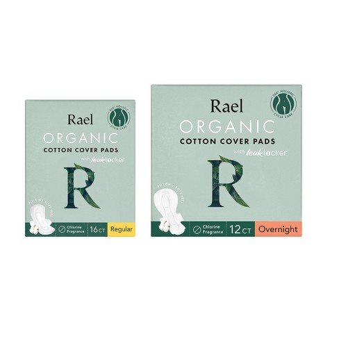 Rael Organic Cotton Cover Regular & Overnight Pads Duopack - Unscented -  28ct : Target