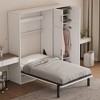 Twin Size Murphy Bed with Lockers and Wardrobes, White - 2 of 4