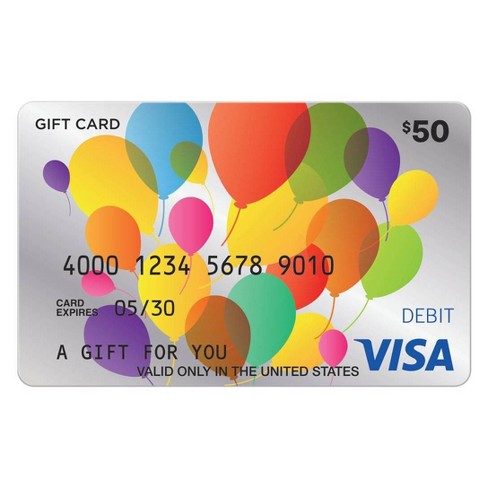  Visa $50 Balloons Gift Card (plus $4.95 Purchase Fee